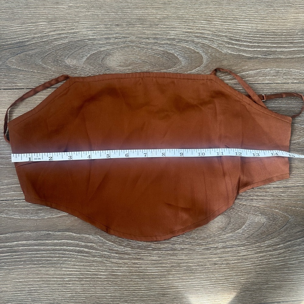 Noisy May Brown Satin Spaghetti Strap Crop Top - Picture 6 of 8